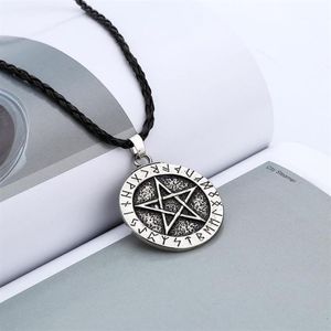 Hänghalsband utsökt stor rune nordisk choker viking pentagram smycken halsband wiccan pagan norse11790