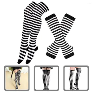 Knee Pads Winter Arm Sleeves Striped Glove Stockings Pink Fingerless Gloves Simple High Socks