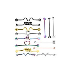 14G 38 Millimetri In Acciaio Inox Industriale Orecchini Bilanciere Per Le Donne Degli Uomini Cartilagine Elica Trago Bar Orecchio Penetranti Dei Monili Del Corpo E15N6278r