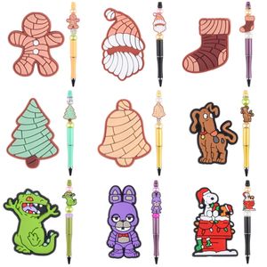 عيد الميلاد الرخيصة مخصصة PVC Pen Charms Ballpoint Pen ملونة طلاب الديكور اللطيف ملحقات القلم للمدرسة