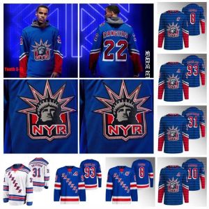 New York''Rangers''Jacob Trouba 2022-23 Reverse Retro Jersey Mika Zibanejad Adam Fox Igor Shesterkin Chris Kreider Artemi Panarin Lafre