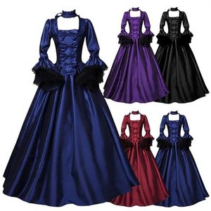 Sukienki swobodne Lady Medieval Vintage retro gotycka sukienka cosplayowa Kobieta balowa suknia balowa koronkowa piła wieczorowa impreza maxi vestido236j