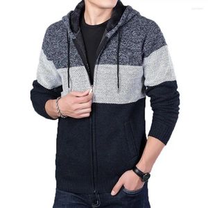 Männer Pullover Stricken Pullover Herbst Winter Samt Dicke Warme Sweatercoat Lose Beiläufige Mit Kapuze Strickjacke Kalte Jacke Männliche Mantel