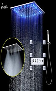 Deszczowy zestaw prysznicowy 20 -calowy LED Light Light Head Sufit Monted Body Spray łazienka Wysoki przepływ termostatyczny nurka Bath5146555