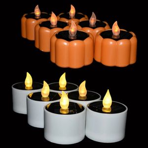 Candles Flicker Flameless Rechargeable LED Light Solar Tea Lamps Bedroom Living Home Bar Decoration Supplies 231019