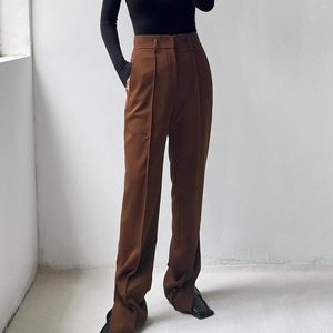 Calças femininas escritório 2023 moda solta comprimento total senhoras calças casuais grosso outono/inverno perna reta tamanho grande