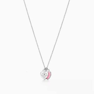 Necklace Classic Pendant Necklaces High Tiffanies Edition S925 Sterling Silver Double Heart Charm Drop Glue Set Diamond Plated Love Necklace F95
