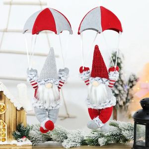 Decorações de Natal Decorações de gnomo suspensas de Natal de 17,7 polegadas paraquedismo de pelúcia Gnomo Gonk com ornamento de suspensão de pára-quedas para decoração de parede de árvore de Natal 231020