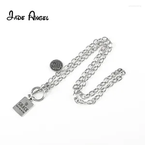 Ketten Jade Engel Quadratische Karte Kombination Brief Halskette 925 Sterling Silber Hip-Hop Mode Temperament Schlüsselbein Kette Für Frauen Geschenk