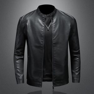 Men's Leather Faux Leather Autumn and Winter Leather Clothes Men's Standing Collar Imitation Water Leather Jacket Korean Version Slim Fit Solid Color Coat 231019