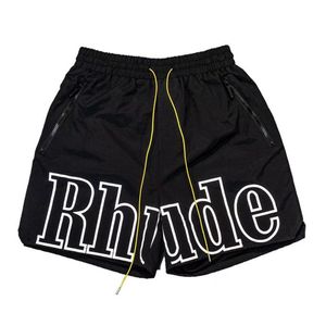 شورت Rhude Designer Shorts Shars Summer Fashion Beach Swim Shorts Hip-Hop Letter Printing Five Point Shorts Casual Wid2067