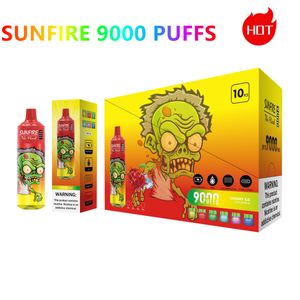 Hot SUNFIRE Tornado 9000 Puff 9000 puffs Disposable E cigarette Features 18ml Vape 0/2/3/5% Rechargeable Integrated Battery Associated 56 Flavors Available In Stock