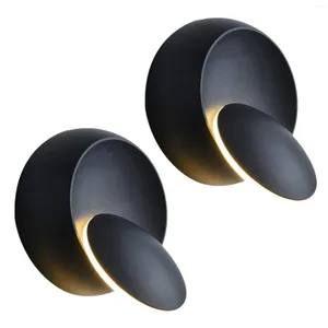 Lâmpada de parede 2X Luzes Decoração LED Iluminação Spin Night Light 3000K Moon Tipo Sconces Preto