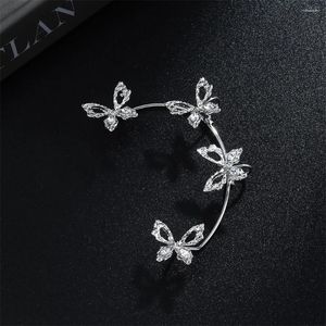 Backs Earrings DAXI Clip Silver Color Metal Butterfly Ear Without Piercing For Women Sparkling Zircon Cuff Fashion Jewelry