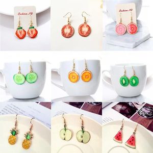 Stud Earrings Cute Fruit Acrylic Strawberry Tomato Orange Watermelon Kiwi Apple Pineapple Dainty Gift For Women Girls