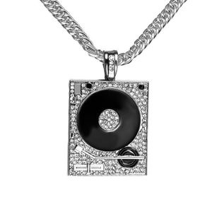 DJ Phonograph Big Pendant Necklace Men smycken Hiphop Chain Gold Silver Color Music Hip Hop Rock Rap Halsband Mens Jewellery231R