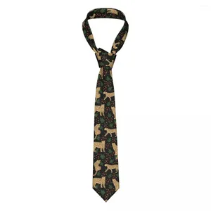 Bow Ties Leopard Illustration på svarta slipsar män kvinnor avslappnad polyester 8 cm klassisk nack slips för kostymer tillbehör cravat bröllop