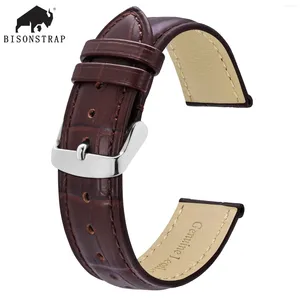 Uhrenarmbänder BISONSTRAP Alligator-geprägte Lederarmbänder 18 mm 20 mm 22 mm 24 mm Vintage-Rindsleder-Uhrenarmbänder für Männer und Frauen