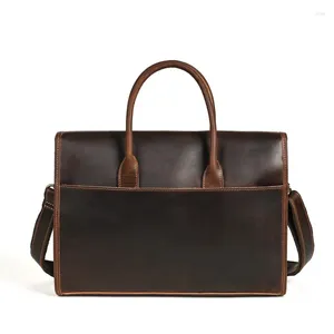Портфели из натуральной кожи, мужской портфель, портфель через плечо, сумка для ноутбука для офиса, бизнеса, черный, коричневый, модный пакет