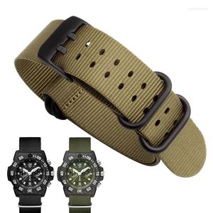 Assista Bandas para Estilo Exército 22 23mm 3051 3080 Homens Mulheres Verde Nylon Integrado Aço Preto Agulha Fivela Watchband