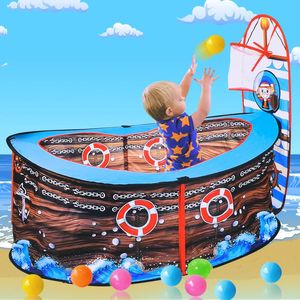 Leksakstält Skeppstält Kids Ball Gropar Portable Pool Foldbara Play House Spädbarn Bollar med korg utomhusleksak för barn 231019