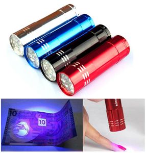 Mini UV 9 LED -ficklampa Violet Light 9 LED UV Torch Light Lamp Battery Ultraviolet ficklampa för Antifake Money Detector Urin 8068658