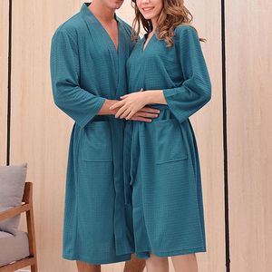 Masculino sleepwear 1 pc outono adulto camisola roupão faixas v-pescoço robe pijama para casal vestes bolsos manga longa moda