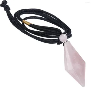 Colares pendentes de pedra de cristal de cristal de pendente colar duplo pontudo rosa natural quartzo reiki charmos jóias ajustáveis unissex