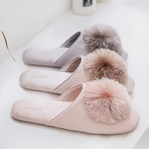 Тапочки Maogu, мягкие удобные домашние домашние женские модные туфли на плоской подошве, женские шлепанцы, розовые осенние милые тапочки с кисточками