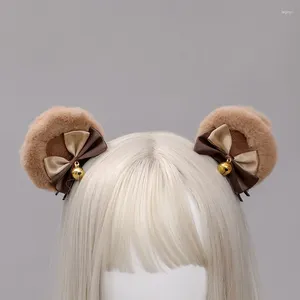 Parti Malzemeleri Yuvarlak Ayı Kulaklar Saç Klipler Sahte Kürk Tatlı Çift Bowknot Bell Peluş Hayvan Saçkopları Anime Lolita Kawaii Cosplay Barrette