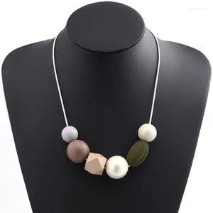 Pendant Necklaces Vintage Beads Statement & Pendants For Women Big Pearl White Chain Geometric Wood Maxi Necklace Gifts