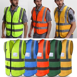 Men's Vests 2021 Hi-Vis Visibility Security Work Vest Two Tone Reflective Jacket Safety Cloth Loose Reflect Light256K