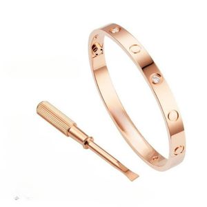 Bracciale rigido in oro 18 carati con vite amore Bracciale classico di design di lusso Donna Uomo 5.0 Acciaio al titanio brillante Braccialetti di cristallo con diamanti Braccialetti Gioielli