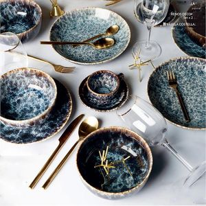 Plates Leopard Print Glaze Kiln High Temperature Ceramic Creative Steak Plate Salad Bowl Coffee Cup