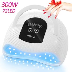 Nail Dryers UV LED Nail Lamp 300W Fast Nail Dryer for Gel Polish with 72 Lamp Beads 4 Times UV Nail Light Large Space Curing Lamps 231020