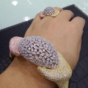 Örhängen halsband Godki Luxury Disco Ball African Bangle Ring Set Fashion Jewelry Set for Women Wedding Engagement Brincos Para200T