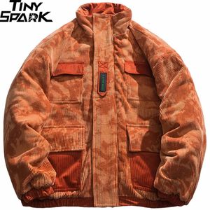 Erkekler Down Parkas Retro Corduroy Ceket Parka Street Giyim Erkekler Vintage Harajuku Yastıklı Ceket Kış Pamuk Rüzgar Derbazı Sıcak Kalın Unisex 231020