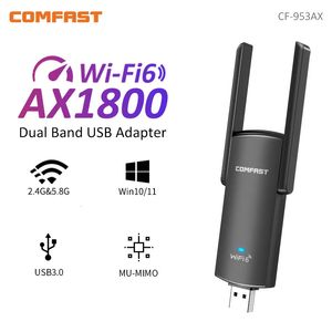 Localizadores de Wi Fi CF 953AX Adaptador WiFi 6 USB 2 4G 5G AX1800 Placa de rede dongle sem fio USB3 0 de alta velocidade MT7921AU WiFi6 para Win10 11 231019