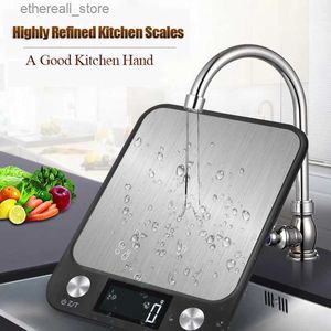 Balanças de cozinha de banheiro e alimentos balanças inoxidáveis pesando cozimento cozinhando inteligente 15kg / 1g para balança de cozinha digital café aço design equilíbrio eletrônico q231020