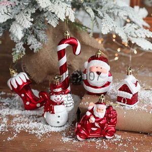 Juldekorationer 2st julboll prydnad mögel xmas träd glass snögubbe hus liten tur kombination hänge julgran dekorationer x1020