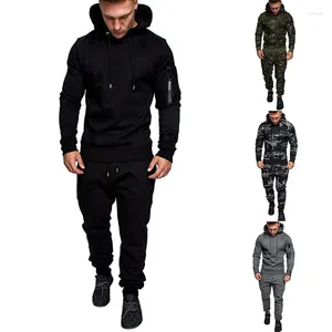 Männer Trainingsanzüge 2023 Außenhandel Männer Outdoor Sport Freizeit Camouflage Fleece Mit Kapuze Handy Laufen Fitness Mode Anzüge