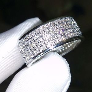 250 st smycken Diamonique Simulated Diamond White Full Topaz 10kt White Gold Filled Diamond Cz Women Wedding Band Finger Ring Gift305n