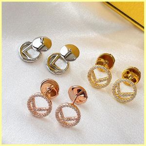 Brincos de argola de ouro designers brincos de diamante f studs 925 prata para mulheres tamanho pequeno aros amantes presente jóias de luxo com box315p