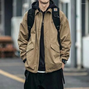 Men's Trench Coats Spring Japanese Loose Lapel Jacket Casual Simple Cargo