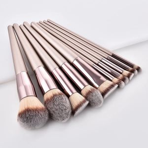 Lipstick 4 10Pcs Champagne Makeup Brushes Set For Cosmetic Foundation Powder Blush Eyeshadow Kabuki Blending Make Up Brush Beauty Tool 231020