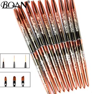 Strumenti per il trucco BQAN Modello Oro rosa Pennello per nail art Linea sfumata di diamanti Pennelli per pittura Unghie Penna per disegno con fodera in cristallo acrilico 231020