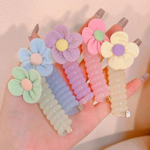 Haarschmuck Koreanische Kinder Elastische Telefonleitung Ring Bogen Blume Seil Flechten Werkzeug Frauen Gummi Gerade Bänder
