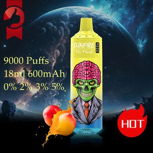 Sunfire 9000Puffs Tek Kullanımlık Vape E Sigarettes Cihaz Kiti Şarj Edilebilir Pil 18ml Arabalar Önceden doldurulmuş Pods Big Puff 8K 9K 10K Vapers 9000 10000 12000 Çin Manufac