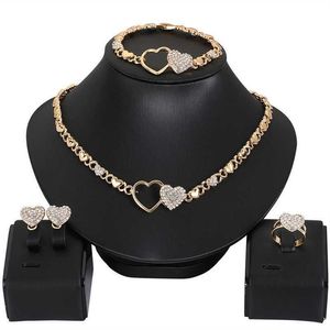 Afrikanisches Schmuckset für Frauen, Herz-Halsketten-Set, Hochzeit-Schmuck-Sets, Ohrringe, Xoxo-Halskette, Armbänder, Geschenke 2106192500