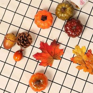 Decorative Flowers 16pcs Halloween Fruit Prop Set Simulation Artificial Pumpkin Fall Garland For Thanksgiving Home Decoration